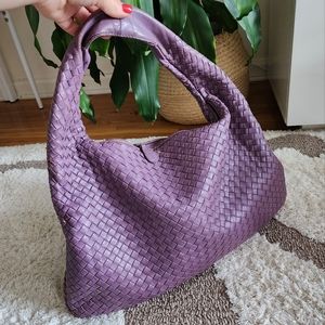 Vintage BOTTEGA VENETA Large Intrecciato Veneta Hobo Bag Dark Plum